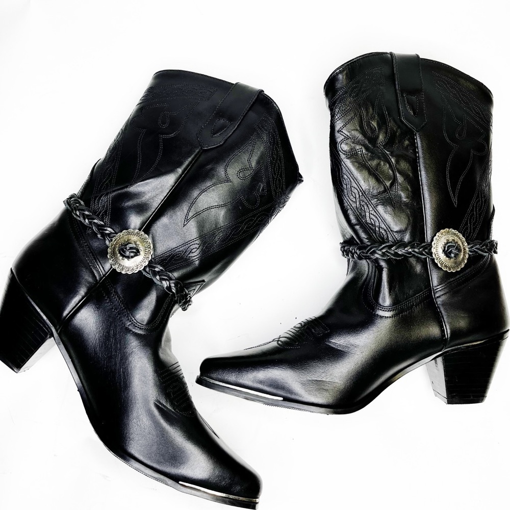 Oak Tree Farms | Black Arroyo Leather Western Boots